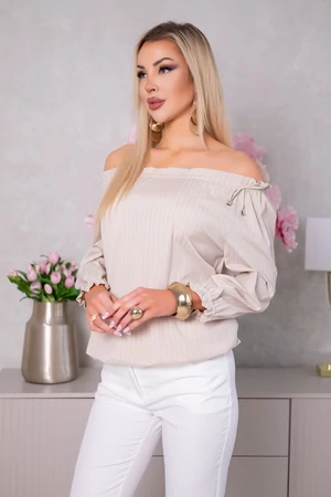 Gina blúz - fehér csíkos homok